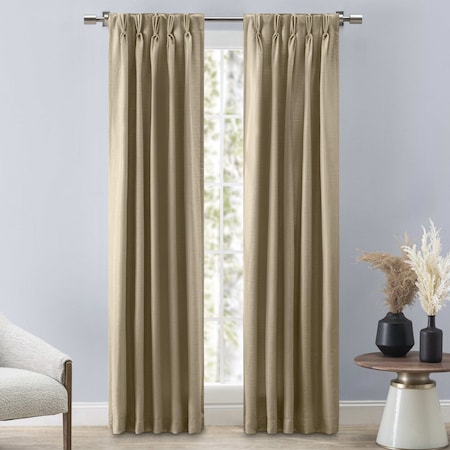 Grasscloth 2-Way Pinch Pleated With Back Tabs Curtain Panel Pair